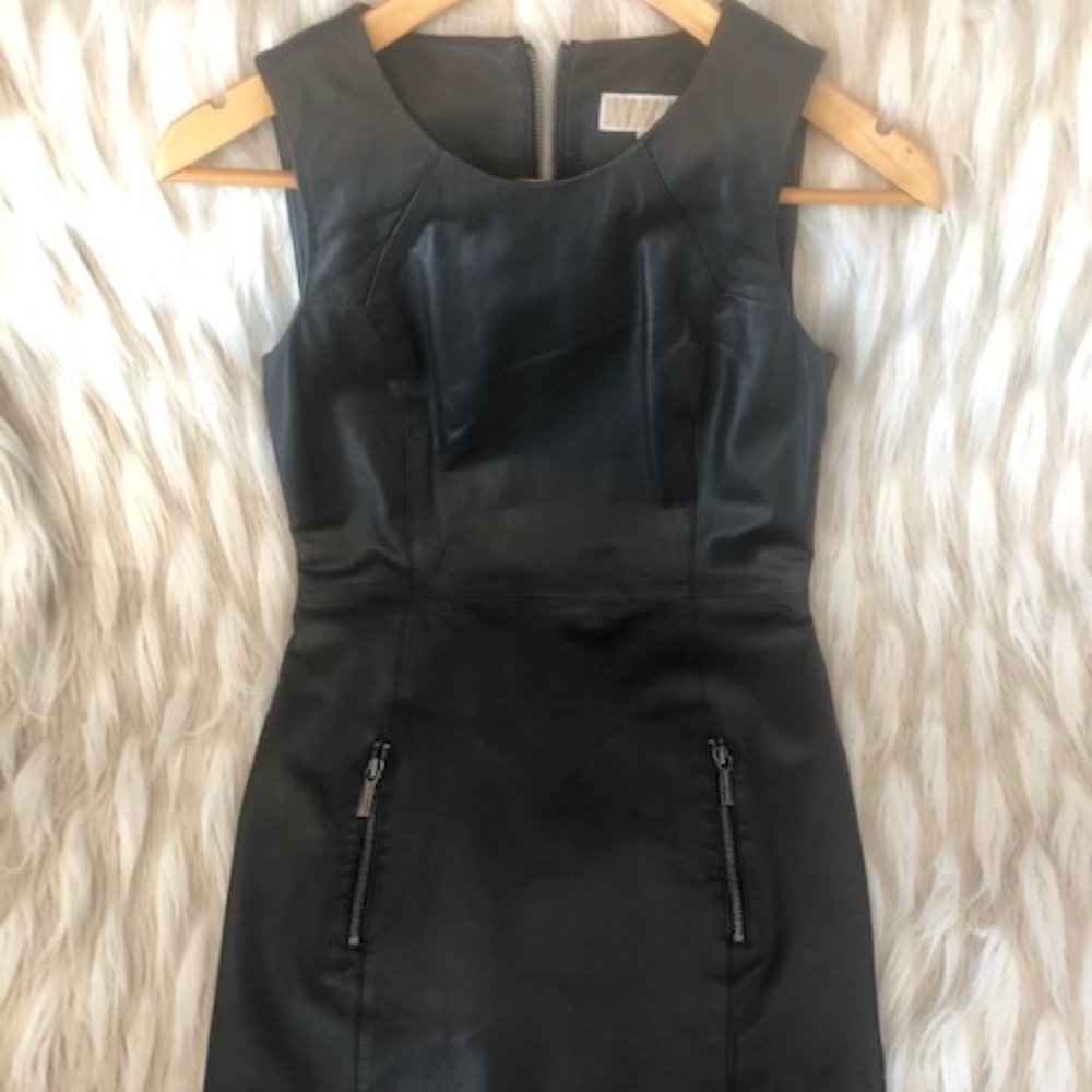 Michael Kors Leather Dress With Two Front Zippers